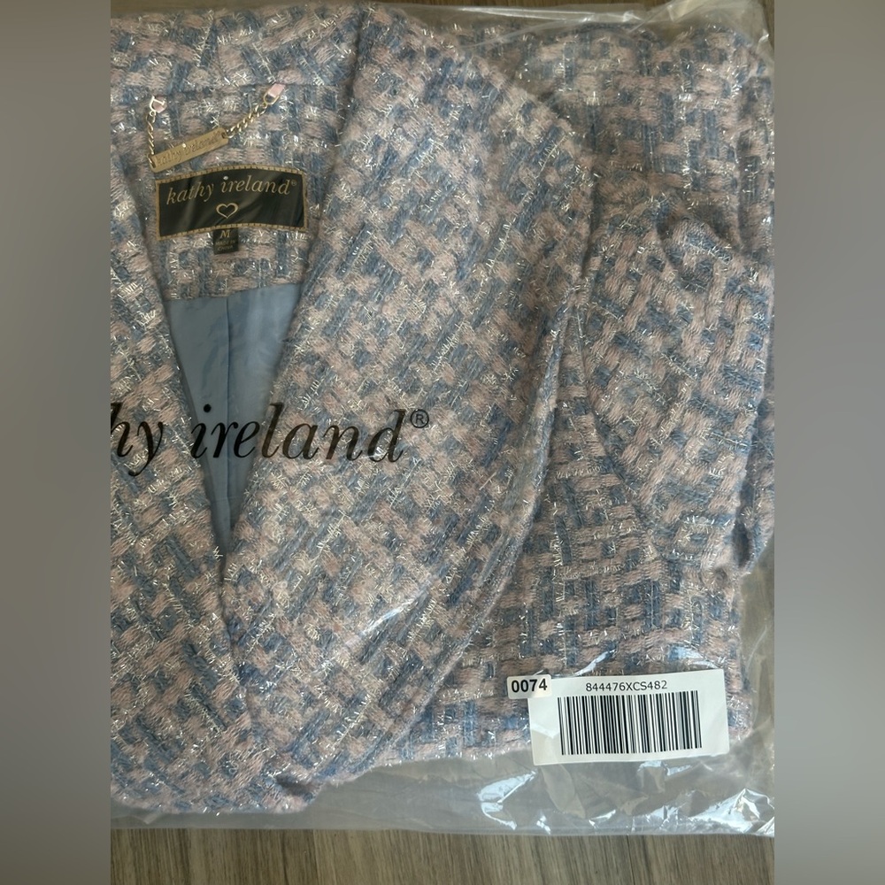 Kathy Ireland Women's Metallic Plaid Belted Long Coat Size Med, Large, 3X - NEW - Picture 8 of 8